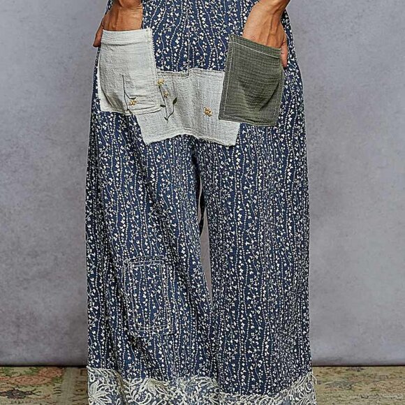 Isabella Indigo POL crafted floral jogger pants designed in gauze - Picture 3 of 5